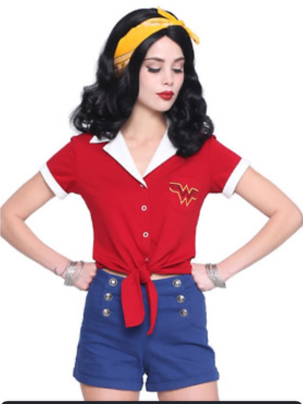 DC Comics Bombshells Wonder Woman Button Top Size 3X EUC #5142